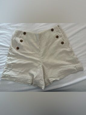 J. Crew Cream Button-Accent High-Rise Bermuda Shorts
